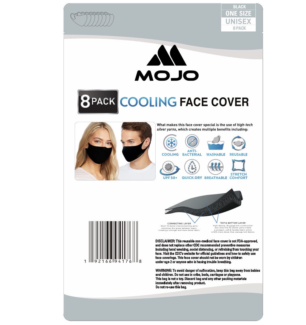 Reusable Breathable Face Masks, Cooling Anti-Bacterial Silver-Infused, Washable (8-Pack) for Women