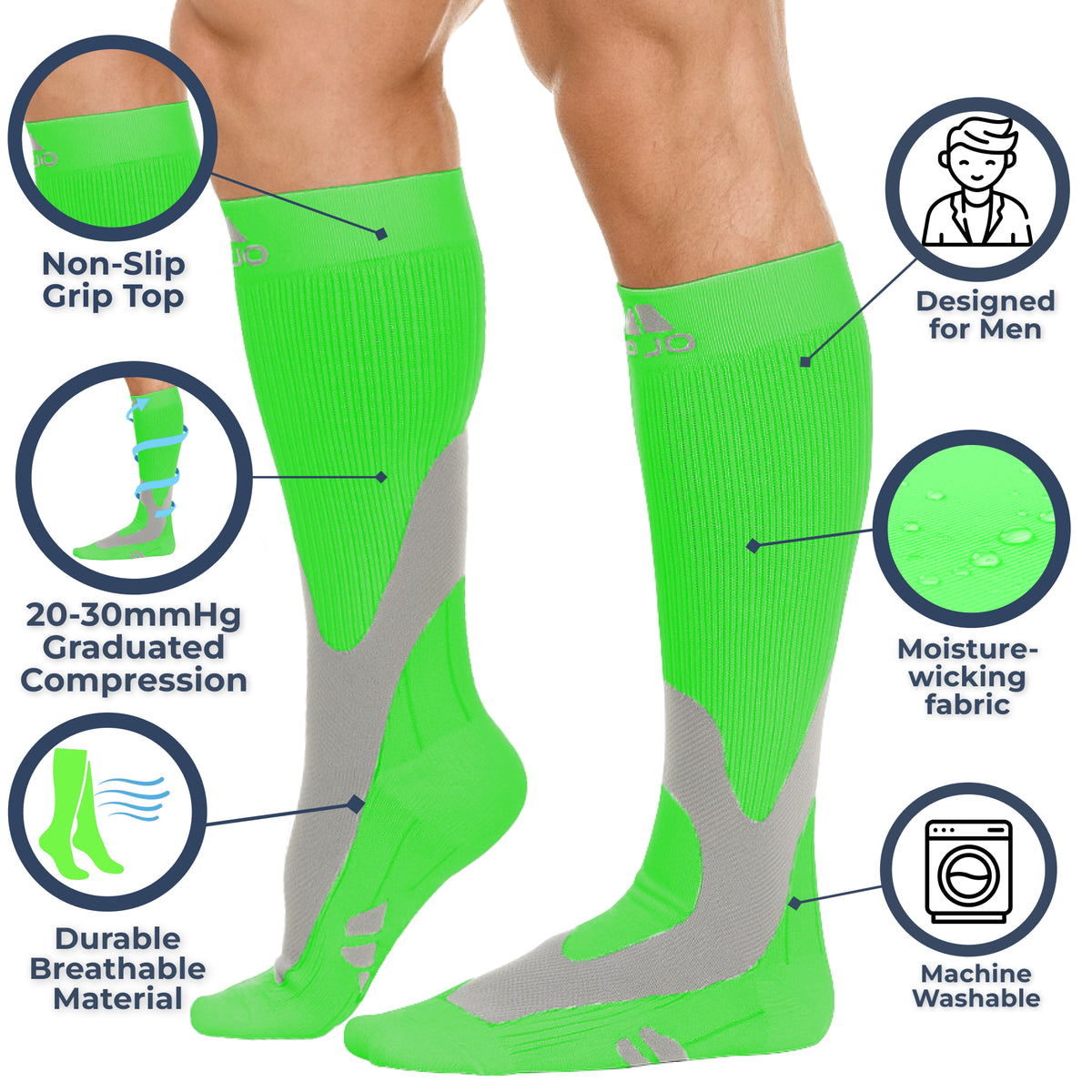 Elite Coolmax Performance & Recovery Compression Socks for Men 20-30mmHg, A601