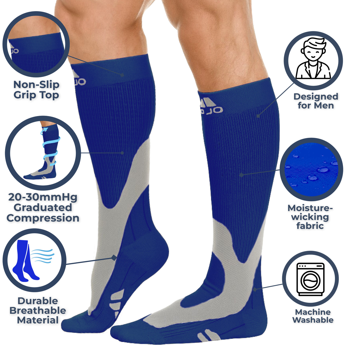 Elite Coolmax Performance & Recovery Compression Socks for Men 20-30mmHg, A601