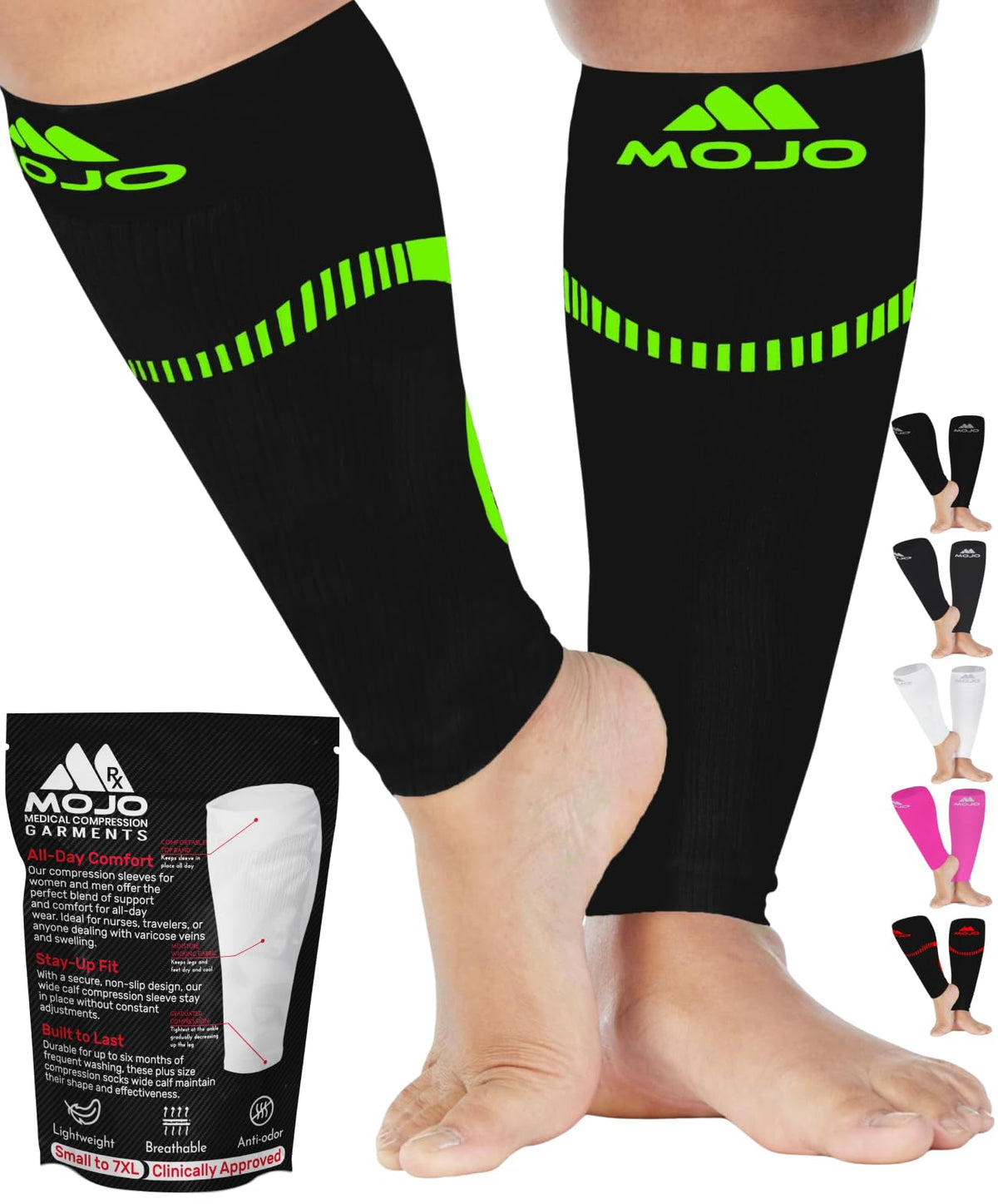 Plus-Size Firm-Support Compression Calf Sleeves for Women 20-30mmHg, A604