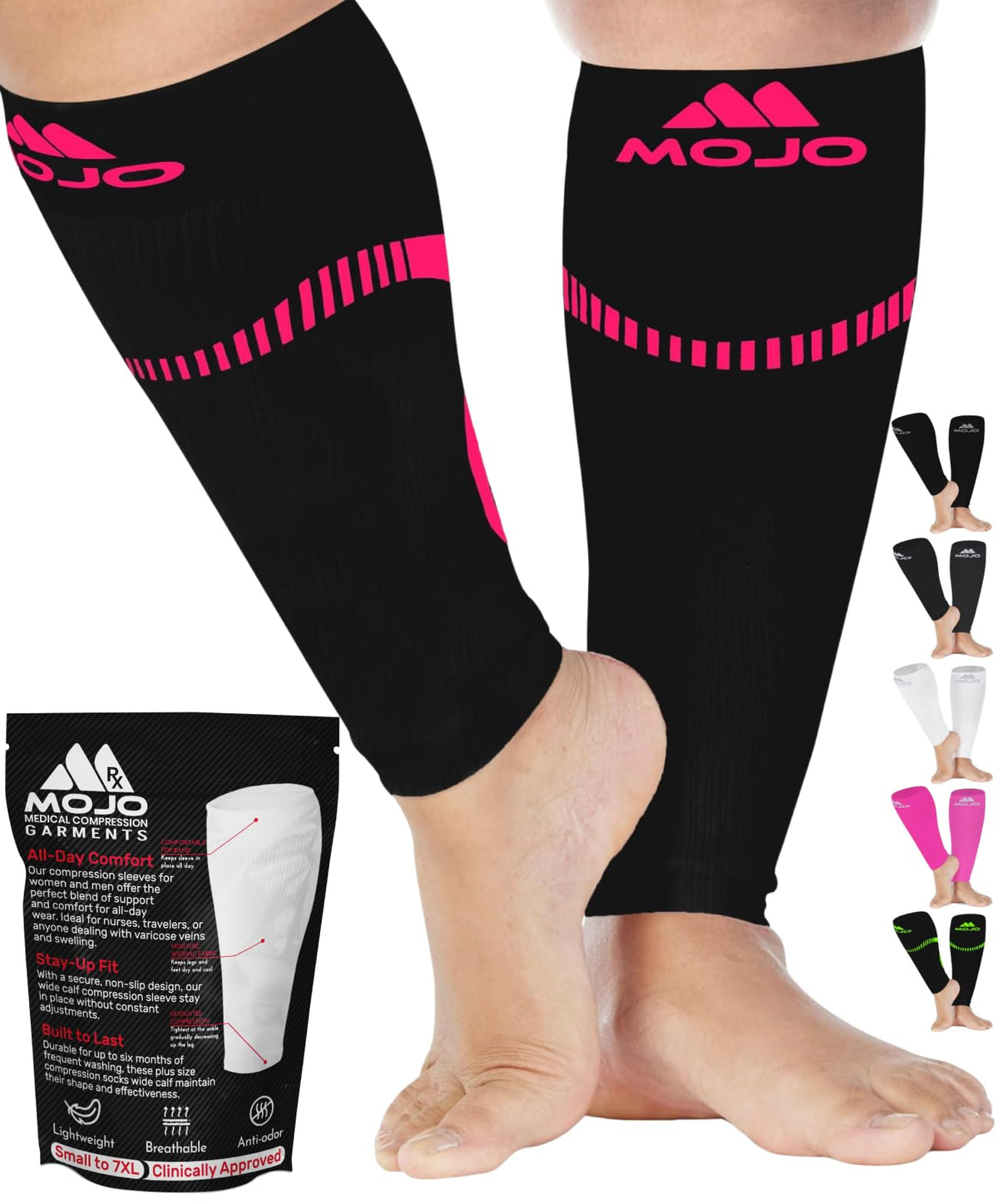 Plus-Size Firm-Support Compression Calf Sleeves for Women 20-30mmHg, A604