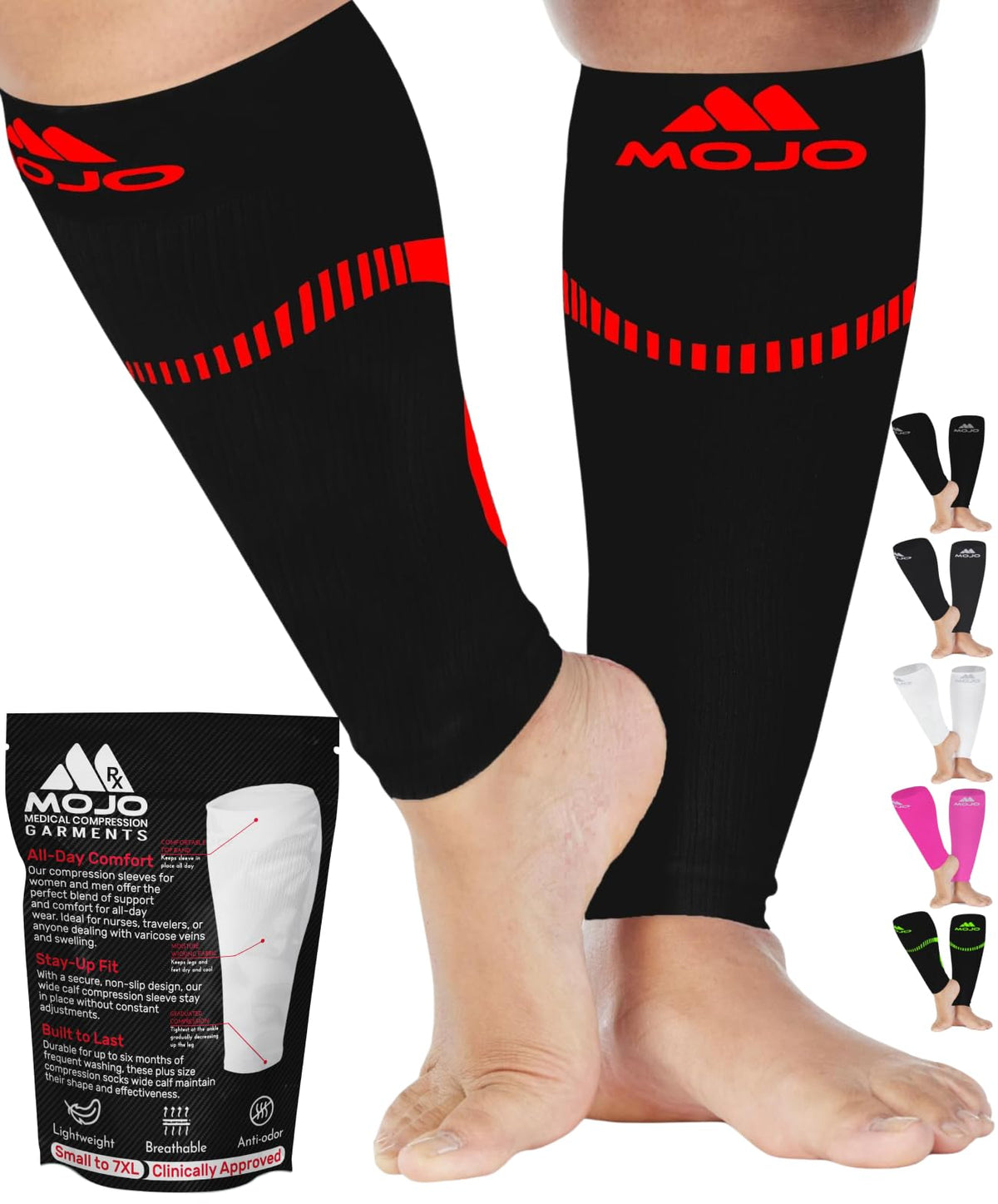 Plus-Size Firm-Support Compression Calf Sleeves for Women 20-30mmHg, A604