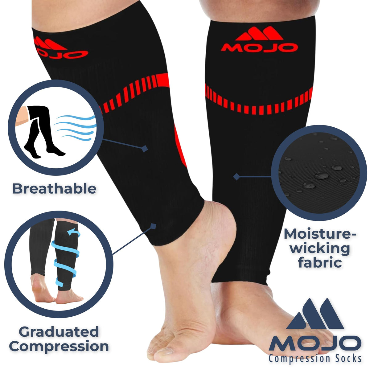 Plus-Size Firm-Support Compression Calf Sleeves for Women 20-30mmHg, A604