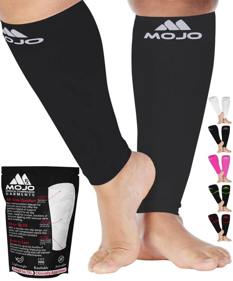 Plus-Size Firm-Support Compression Calf Sleeves for Women 20-30mmHg, A604