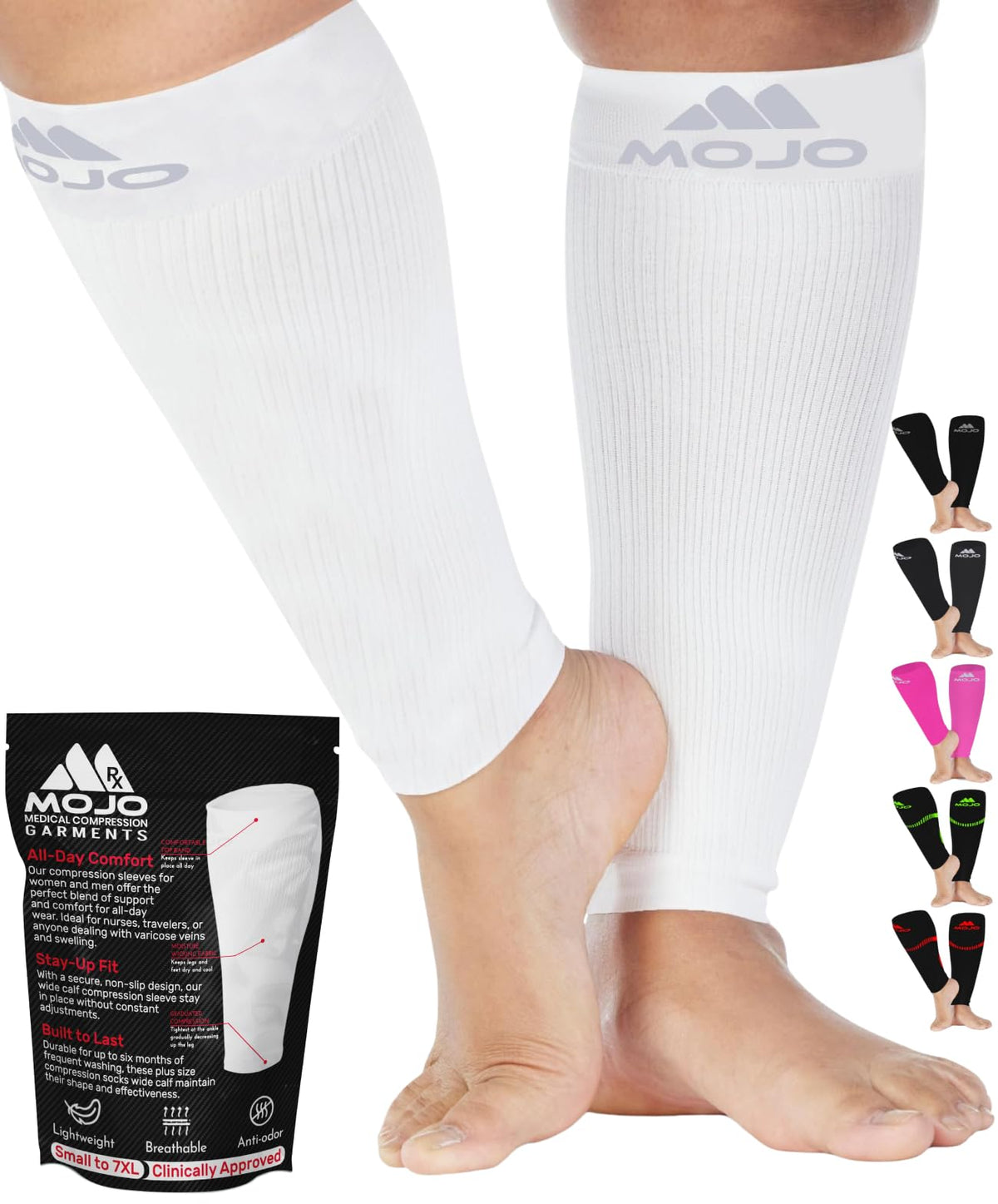 Plus-Size Firm-Support Compression Calf Sleeves for Women 20-30mmHg, A604