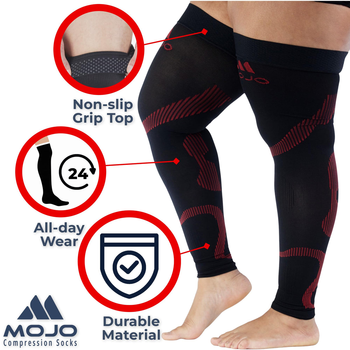 Recovery Graduated Compression Thigh Sleeves for Women 20-30mmHg, A609