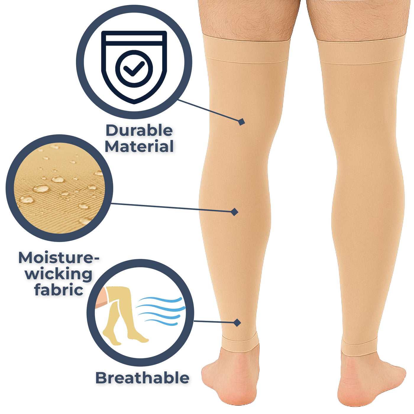 Recovery Graduated Compression Thigh Sleeves for Men 20-30mmHg, A609