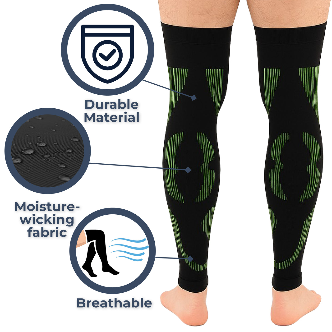 Recovery Graduated Compression Thigh Sleeves for Men 20-30mmHg, A609