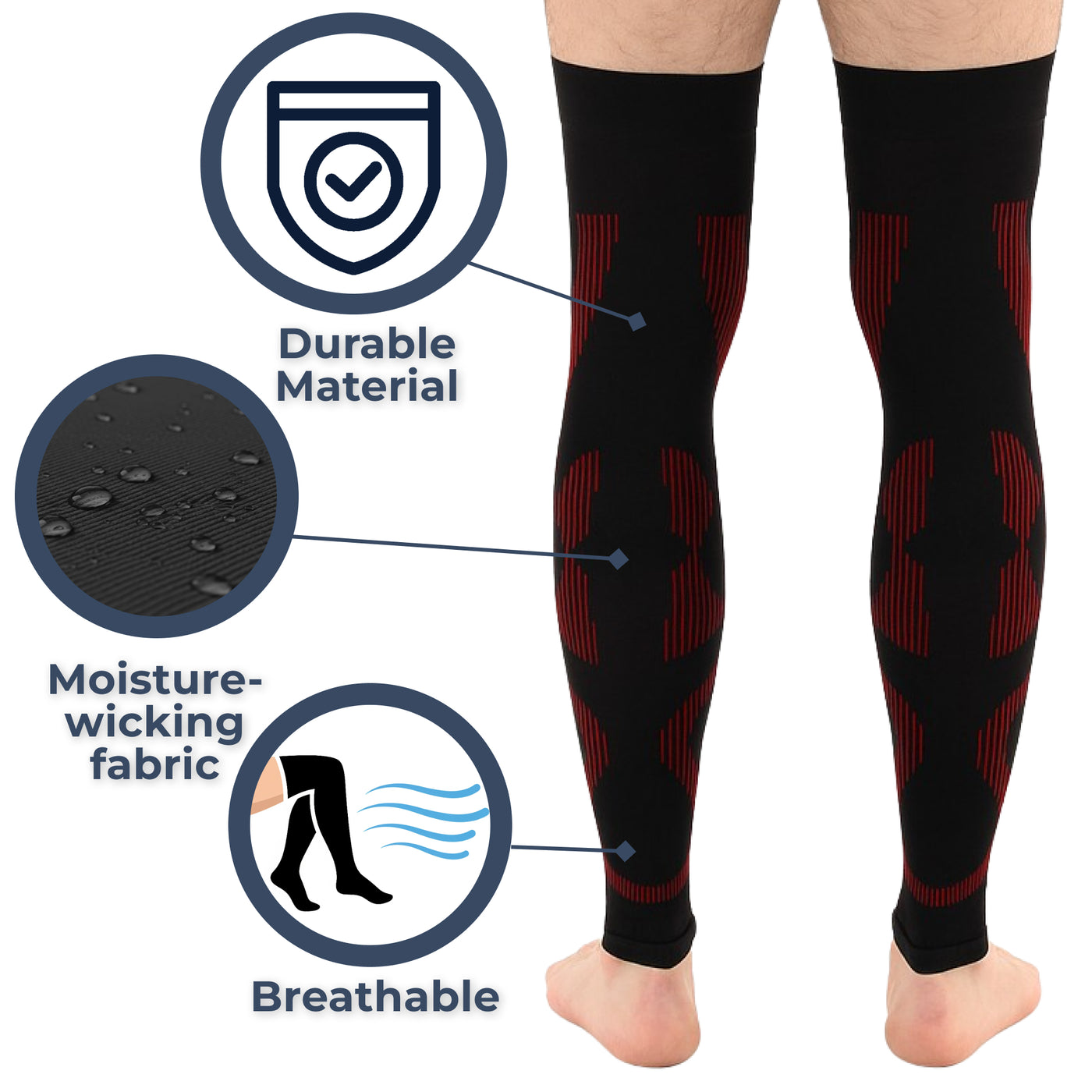 Recovery Graduated Compression Thigh Sleeves for Men 20-30mmHg, A609