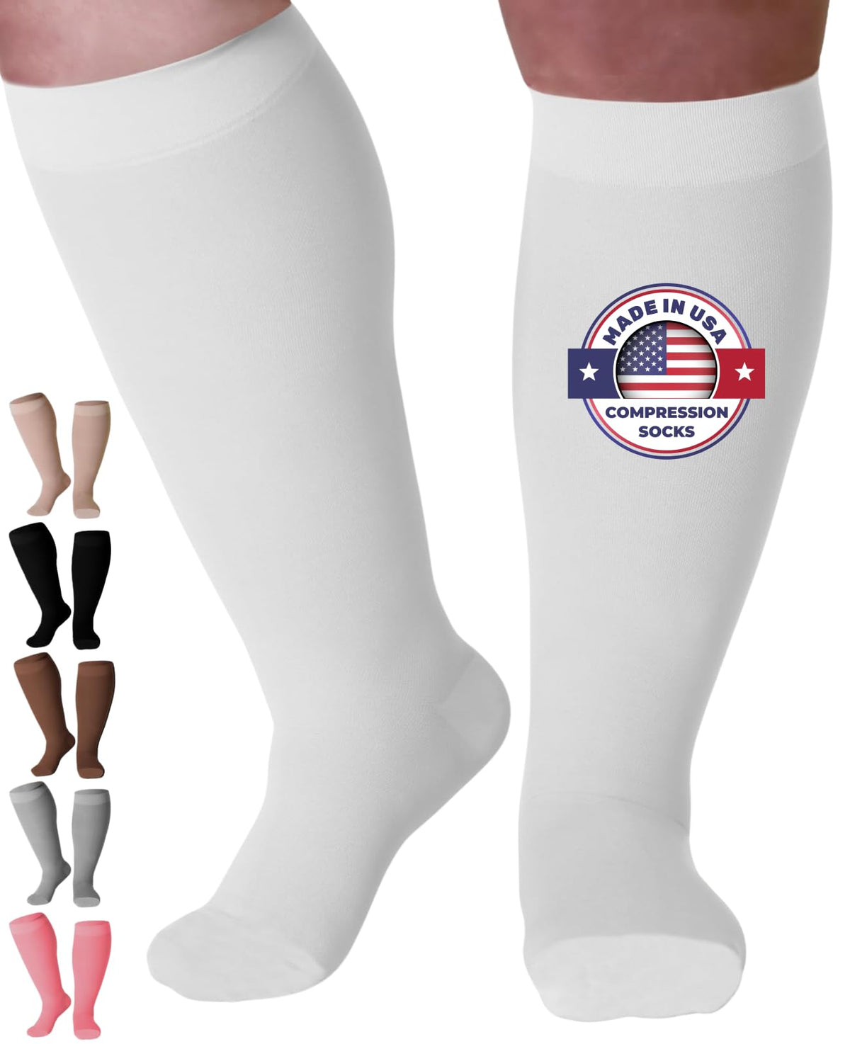 Women Knee High Compression Socks, 20-30mmHg, A201