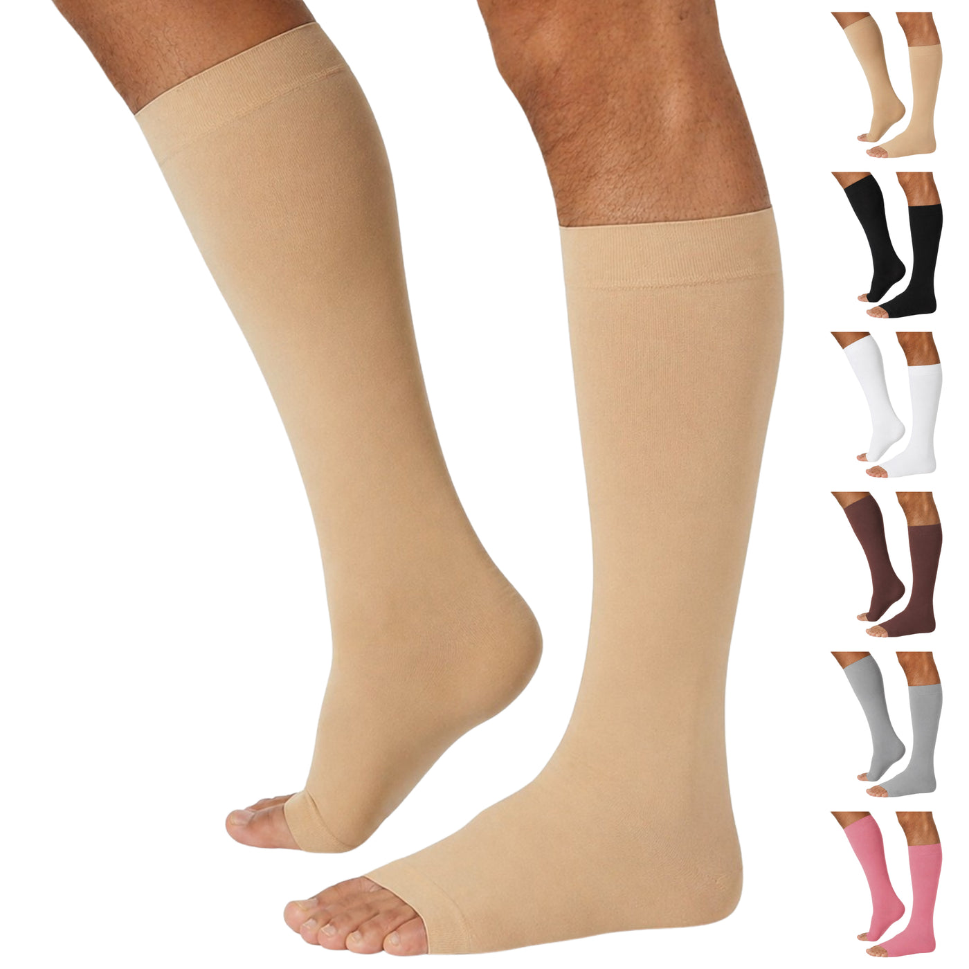 Open-Toe Lymphatic Compression Socks for Men 20-30mmHg, A211