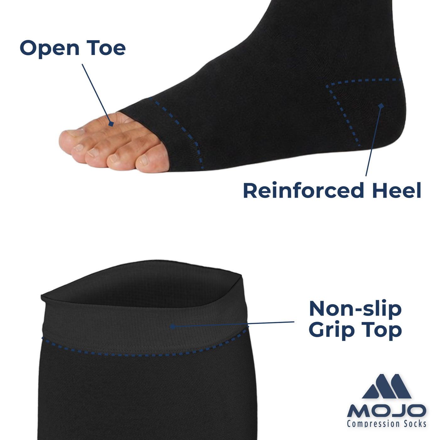 Open-Toe Lymphatic Compression Socks for Men 20-30mmHg, A211