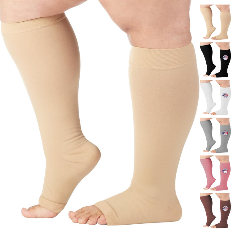 Open-Toe Lymphatic Compression Socks for Women 20-30mmHg, A211