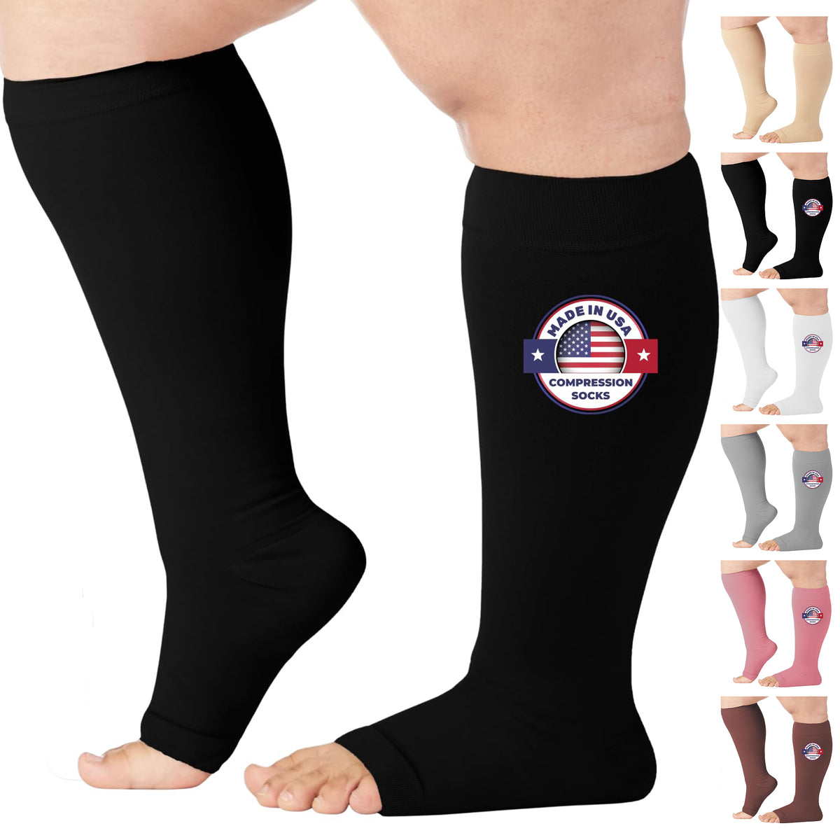 Open-Toe Lymphatic Compression Socks for Women 20-30mmHg, A211