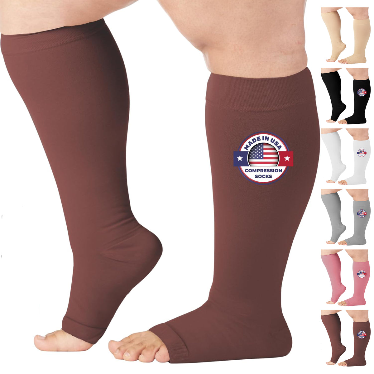 Open-Toe Lymphatic Compression Socks for Women 20-30mmHg, A211