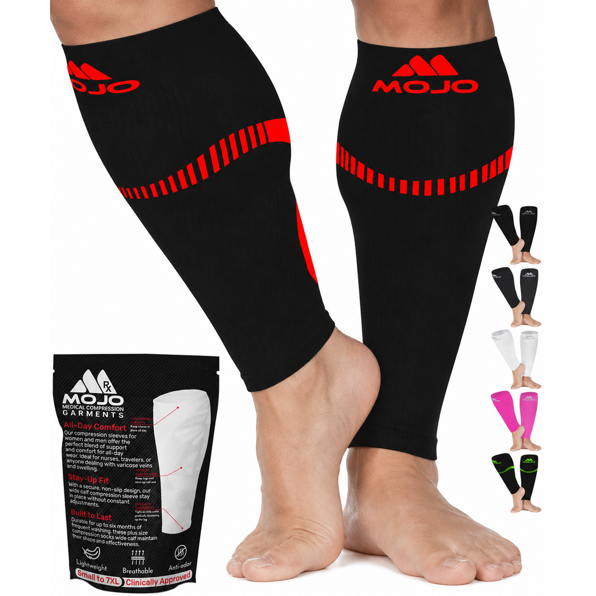Plus-Size Firm-Support Compression Calf Sleeves for Men 20-30mmHg, A604