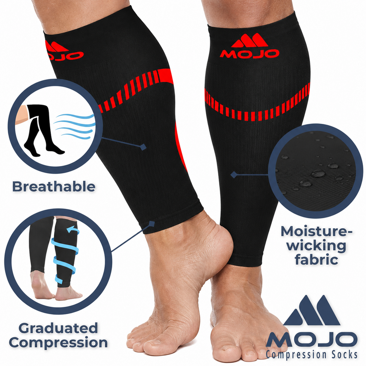 Plus-Size Firm-Support Compression Calf Sleeves for Men 20-30mmHg, A604