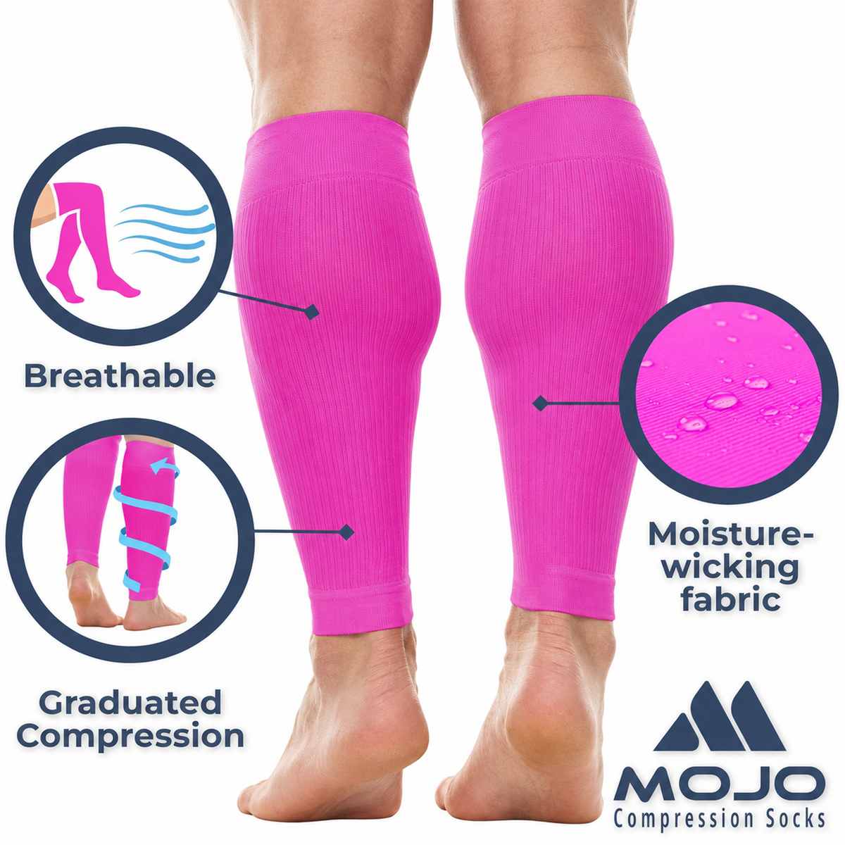 Plus-Size Firm-Support Compression Calf Sleeves for Men 20-30mmHg, A604