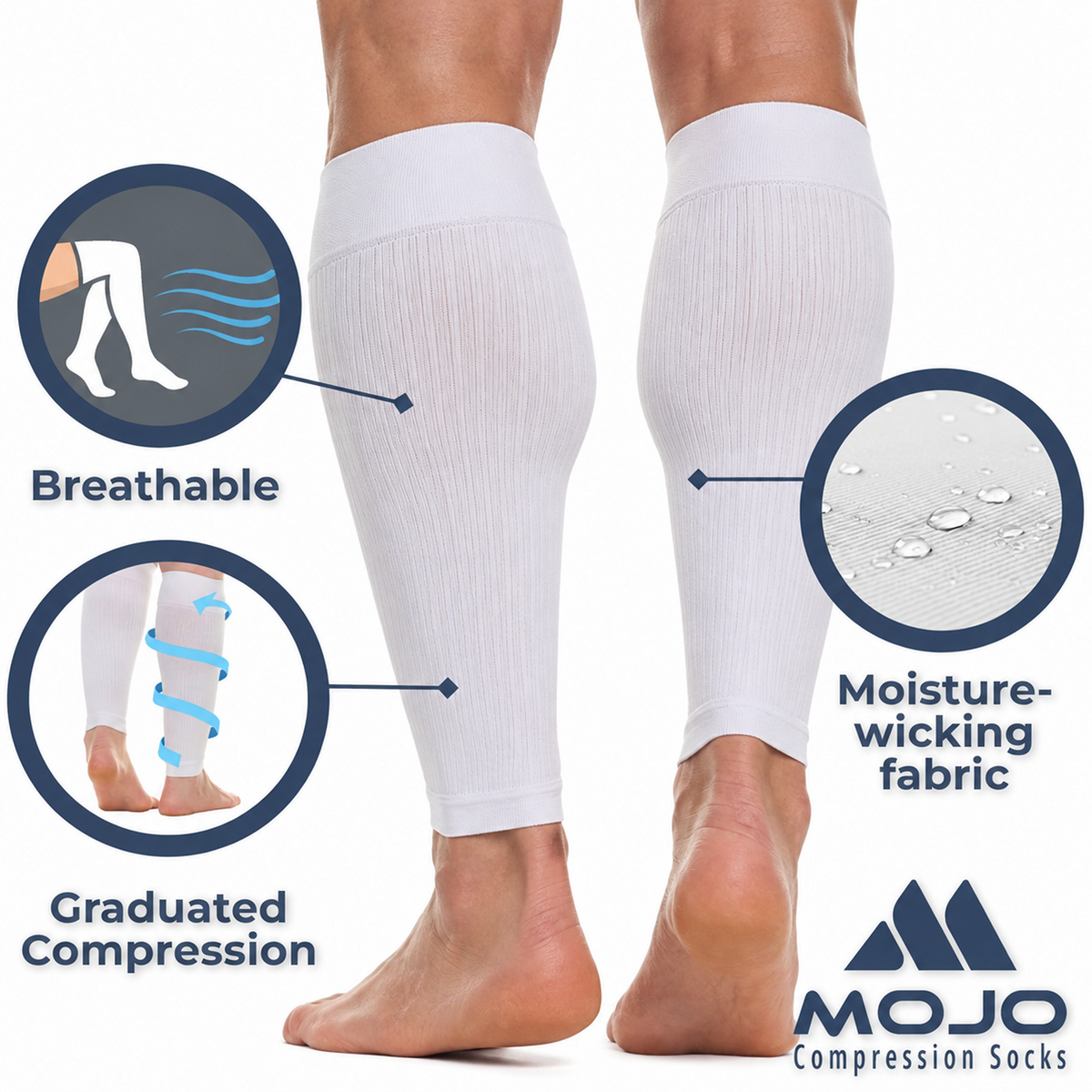 Plus-Size Firm-Support Compression Calf Sleeves for Men 20-30mmHg, A604