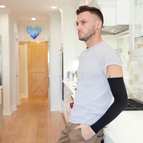 Opaque Lymphedema Compression Arm Sleeve for Men 20-30mmHg, M813