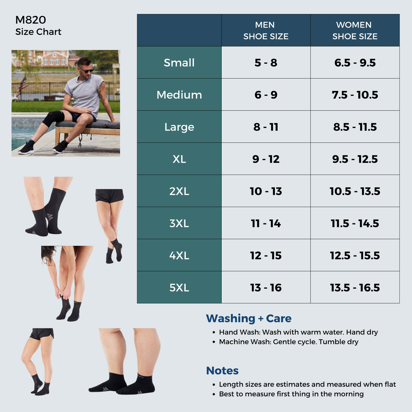 Coolmax Firm-Support Ankle Compression Socks for Men 20-30mmHg, M820